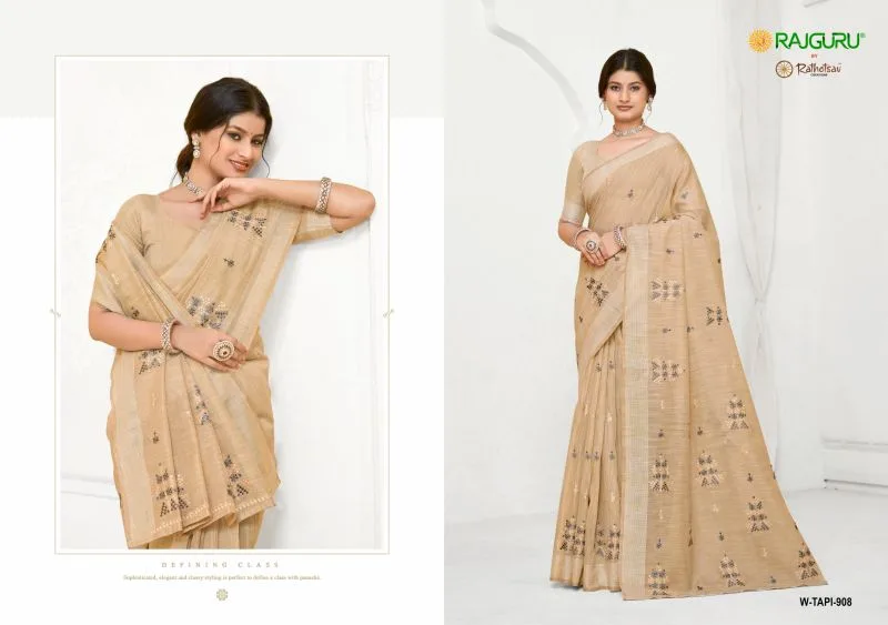 Tapi By Rajguru Semi Cotton Thread Work Saree 